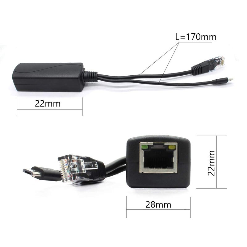 ANVISION 4-Pack Gigabit PoE Splitter, 48V to 5V 2.4A Micro USB Ethernet Adapter, Compatible with Raspberry Pi 3B+, IP Camera and More - Image 5